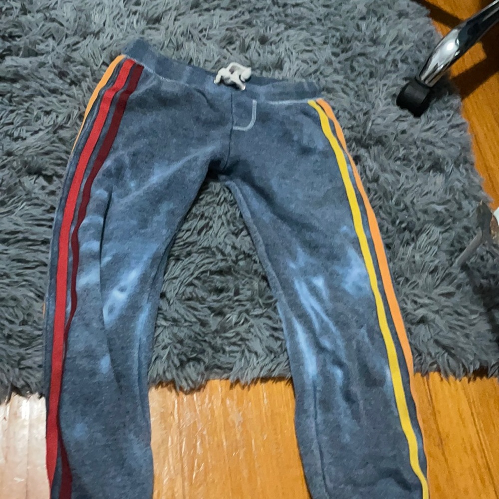 Blue tie dye sweats with stripes